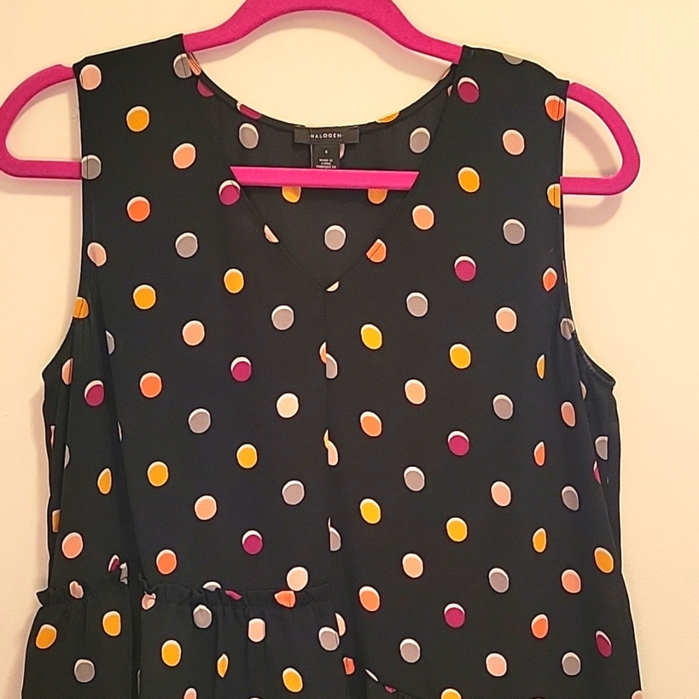 Nordstrom (Halogen brand) polka dot semi sheer tank top.